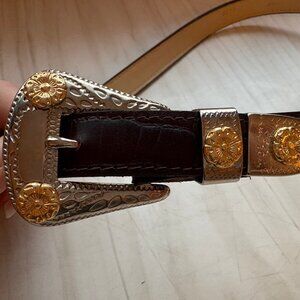 brown vintage genuine leather belt *ੈ✩‧₊˚